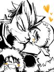  1girl artist_request blush furry gloves heart hug ice_climber ice_climbers monochrome nana_(ice_climber) popo_(ice_climber) smile spot_color star_fox super_smash_bros. wolf_o'donnell 