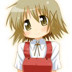  brown_eyes brown_hair hair_ornament hidamari_sketch non-web_source school_uniform short_hair smile solo x_hair_ornament yuno 