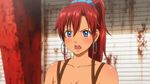  animated animated_gif armpits bare_shoulders bellows_(suisei_no_gargantia) blush bracelet breasts cleavage earings earrings jewelry ponytail red_hair suisei_no_gargantia suspenders 