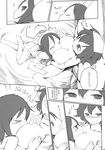  blush breast_grab breast_smother breast_squeeze breasts bubble_blowing comic grabbing greyscale highres large_breasts long_hair monochrome multiple_girls nude onozuka_komachi onsen shiki_eiki short_hair surprised touhou translation_request yassy yuri 