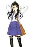  bag black_hair black_legwear blouse brown_eyes full_body genshiken glasses kio_shimoku long_hair official_art ponytail red-framed_eyewear semi-rimless_eyewear skirt smile solo suspender_skirt suspenders thighhighs yoshitake_rika zettai_ryouiki 