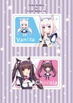  animal_ears bad_id bad_pixiv_id bell black_hair blue_eyes cat_ears chocola_(sayori) jingle_bell long_hair maid_headdress multiple_girls name_tag nekopara pink_hair sayori vanilla_(sayori) waitress 