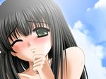  1girl black_hair game_cg green_eyes hitomi_my_stepsister maejima_hitomi 