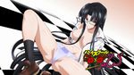  1girl black_hair breasts glasses high_school_dxd long_hair nipples open_clothes panties purple_panties shinra_tsubaki sitting socks solo spread_legs topless underwear very_long_hair 