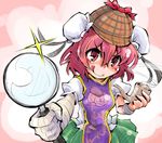  :q bandages blouse deerstalker double_bun flower glint hat ibaraki_kasen looking_at_viewer magnifying_glass pink_hair pipe puffy_short_sleeves puffy_sleeves rose shinapuu short_hair short_sleeves short_twintails skirt smoke solo tabard tongue tongue_out touhou twintails wild_and_horned_hermit wrist_cuffs 