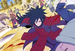  6+boys armor battle black_hair black_sclera blood faceless fighting flak_jacket long_hair motion_blur multiple_boys naruto naruto_shippuuden red_eyes running sand sword uchiha_madara uchiha_madara_(edo_tensei) weapon yunicoco_(coco-demmy) 