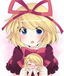  bad_id bad_pixiv_id blonde_hair blue_eyes blush close-up closed_eyes doll hair_ribbon hammer_(sunset_beach) medicine_melancholy multiple_girls open_mouth ribbon su-san touhou 