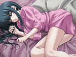  1girl bed black_hair game_cg hitomi_my_stepsister maejima_hitomi sleeping underwear 