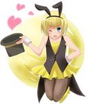  animal_ears armin_arlert bad_id bad_pixiv_id blonde_hair blue_eyes bunny_boy bunny_ears bunnysuit hat male_focus otoko_no_ko pantyhose shingeki_no_kyojin short_hair solo usamin 