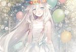  akira_hou bad_id bad_pixiv_id balloon bare_shoulders blonde_hair blue_eyes braid collarbone dress flower gloves hair_flower hair_ornament hair_ribbon ia_(vocaloid) long_hair open_mouth ribbon rose sash smile solo strapless strapless_dress twin_braids very_long_hair vocaloid white_dress white_flower white_gloves white_rose 