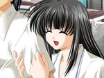  1boy 1girl black_hair eyes_closed game_cg hitomi_my_stepsister long_hair maejima_hitomi open_mouth 