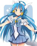  aoki_reika bad_id bad_pixiv_id blue blue_background blue_eyes blue_hair blue_skirt bow bowtie brooch choker cure_beauty hair_tubes head_wings jewelry long_hair magical_girl precure saibi sidelocks skirt smile smile_precure! solo tiara 