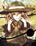  eruza hat hat_ribbon highres komeiji_koishi long_sleeves looking_at_viewer ribbon shirt skirt solo third_eye touhou wide_sleeves 