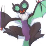  2018 ambiguous_gender avian claws d5ma looking_at_viewer lying nintendo noivern on_back pok&eacute;mon pok&eacute;mon_(species) purple_belly scalie simple_background solo spread_legs spreading video_games white_background yellow_eyes 