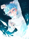  blue_eyes blue_hair curly_hair ghiaccio jojo_no_kimyou_na_bouken male_focus sakino_saku solo 