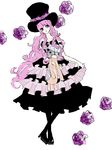  1girl bat_(symbol) black_dress dress flower hat kumacy kuraigana_island long_hair one_piece perona rose solo standing stuffed_animal stuffed_toy tattoo top_hat very_long_hair x3xb 