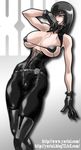  1girl black_hair breasts large_breasts leather solo yuri_ai 