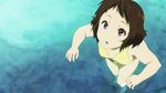  1girl animated animated_gif ball brown_eyes brown_hair hyouka ibara_mayaka lowres screencap short_hair swimsuit 