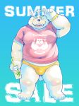  2017 anthro belly bulge clothed clothing english_text food fully_clothed fur humanoid_hands male mammal nekomarudon one_eye_closed overweight overweight_male polar_bear solo text underwear ursine white_fur wink 