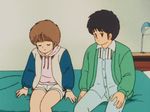  1boy 1girl 80s animated animated_gif bed bedroom hiyama_hikaru kasuga_kyousuke kimagure_orange_road oldschool rejection 
