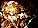  angry bad_id bad_pixiv_id biting blonde_hair chain chained fangs flandre_scarlet kataru_(ubw-emiya) red_eyes short_hair side_ponytail spikes touhou vampire wings 