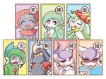  ^_^ bad_id bad_pixiv_id bandaid bandaid_on_nose bespectacled bisharp blush closed_eyes eyebrows gallade gardevoir gen_3_pokemon gen_4_pokemon gen_5_pokemon glasses hand_on_hip lilligant mienshao no_humans open_mouth pokemon pokemon_(creature) reading red-framed_eyewear red_eyes smile sougetsu_(yosinoya35) translated turn_pale weavile 