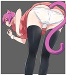  animal_ears ass bent_over blue_eyes cat_ears cat_tail kneepits monogatari_(series) mushiboy nekomonogatari panties purple_hair senjougahara_hitagi short_hair solo tail thighhighs underwear 