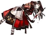  alice:_madness_returns alice_(wonderland) american_mcgee's_alice apron black_hair blade blood dress gloves long_hair pantyhose solo starshadowmagician striped striped_legwear yellow_eyes 