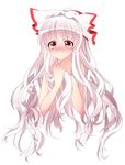  bad_id bad_pixiv_id blush bow fujiwara_no_mokou hair_bow knbilove long_hair nude red_eyes silver_hair simple_background solo tears touhou upper_body very_long_hair white_background 