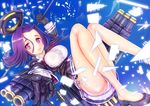  1girl kantai_collection nipples panties pantsu purple_eyes purple_hair tatsuta_(kancolle) teruru underwear weapon 