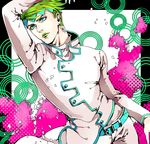  bad_id bad_pixiv_id blue_eyes diamond_wa_kudakenai earrings gashima411 green_hair headband jewelry jojo_no_kimyou_na_bouken kishibe_rohan male_focus solo 