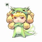  :&lt; absurdres anger_vein animal_costume bad_id bad_pixiv_id blonde_hair chibi dimmi13 dragon_costume fate/zero fate_(series) gilgamesh highres male_focus monster_hunter red_eyes royal_ludroth solo 