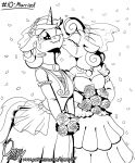  2018 bonbon_(mlp) clothing dress equine female friendship_is_magic horn horse kissing lyra_heartstrings_(mlp) mammal my_little_pony omny87 pony tears unicorn wedding wedding_dress 
