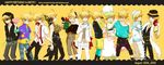  \m/ blonde_hair blue_eyes blush dated hat heart highres holding_hands hood hoodie kagamine_len looking_at_viewer male_focus multiple_boys multiple_persona open_mouth sakanashi smile vocaloid 