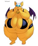 anthro bat big_breasts breasts cleavage clothed clothing eating female food hi_res huge_breasts mammal overweight rouge_the_bat sandwich_(disambiguation) sega skimpy solo sonic_the_hedgehog_(series) totesfleisch8 wings