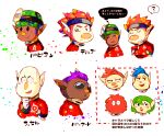  +_+ 1girl 1other 5boys ? ^_^ asymmetrical_hair bald bernard_(pikmin) big_nose black_eyes black_headband blue_hair blue_headband blush_stickers buttons character_name closed_eyes commentary_request dark-skinned_male dark_skin dingo_(pikmin) eyelashes frown gloves green_hair hand_on_own_chin hands_on_own_hips head_mirror headband highres jumpsuit leafling male_focus multiple_boys multiple_views novelty_glasses open_mouth petals pikmin_(series) pikmin_4 pointy_ears purple_hair red_fur red_hair red_jumpsuit rescue_officer_(pikmin) round_eyewear russ_(pikmin) shirushiki short_hair smile solid_oval_eyes spacesuit speech_bubble spiked_hair spoken_question_mark sunglasses thick_eyebrows translation_request upper_body v-shaped_eyebrows very_dark_skin very_short_hair wavy_mouth white_background white_gloves yonny_(pikmin) 