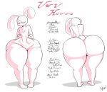anthro big_butt big_ears bottom_heavy butt character_description child_bearing_hips depression digital_drawing_(artwork) digital_media_(artwork) female flat_chested floppy_ears fur genitals gloryworm hi_res huge_butt huge_thighs lagomorph leporid long_ears mammal mitten_hands model_sheet navel nipples nude pussy rabbit short_tail shy simple_background solo tail thick_thighs toony uwu_hewwo_(gloryworm) white_background white_body white_fur wide_hips