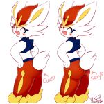 &lt;3 2020 ankle_tuft anthro arrow_pointing_to_butt big_butt blush buckteeth butt butt_pose cheek_tuft cinderace comparing_butts comparison cotora directional_arrow english_text facial_tuft female generation_8_pokemon handpaw hands_on_hips how-to lagomorph leg_tuft looking_at_viewer looking_back mammal nintendo nude one_eye_closed open_mouth open_smile paws pokemon pokemon_(species) portrait pose rear_view red_eyes simple_background smile solo standing teeth text tuft white_background wink winking_at_viewer
