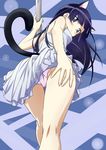  absurdres animal_ears black_hair blue_eyes cat_ears cat_tail dress from_below gokou_ruri highres kneepits long_hair magu_(syu_uhei) ore_no_imouto_ga_konna_ni_kawaii_wake_ga_nai panties pink_panties pole pole_dancing solo stripper_pole tail thighs underwear upskirt 