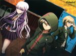  1girl 2boys absurdres dangan-ronpa danganronpa danganronpa_1 glasses highres kirigiri_kyouko morita_kazuaki multiple_boys naegi_makoto official_art school_uniform togami_byakuya 