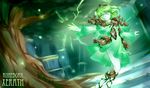  alternate_costume electricity facial_mark genderswap genderswap_(mtf) green_eyes green_hair league_of_legends nam_(valckiry) personification plant short_hair solo translucent tree twintails vines white_skin xerath 