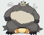 2023 96_gatefield ambiguous/ambiguous ambiguous_gender anthro bear belly black_and_white_fur charizard claws duo generation_1_pokemon generation_6_pokemon giant_panda hi_res japanese_text kemono leaf lizard mammal nintendo orange_body overweight overweight_ambiguous overweight_anthro pangoro pokemon pokemon_(species) reptile scalie sitting_on_another smothering text