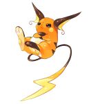  absurdres angry animal_focus brown_eyes crossed_arms frown full_body hideko_(l33l3b) highres leaning_back no_humans pawpads pokemon pokemon_(creature) raichu sad simple_background solo tearing_up tears white_background 