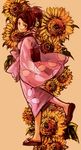  bad_id bad_pixiv_id brown_hair flower fuu highres japanese_clothes jeon9018 kimono ponytail samurai_champloo solo sunflower 