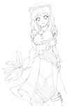  1girl blush braid head_wreath lineart long_hair looking_at_viewer low-tied_long_hair monochrome pyrrha_alexandra rainbow_yuan single_braid solo soul_calibur soulcalibur_v standing very_long_hair 