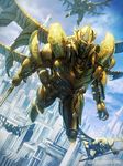  city epic flying kakotomirai mecha no_humans original realistic robot science_fiction weapon wings 