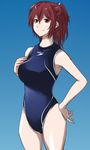  brown_hair competition_swimsuit free! long_hair matsuoka_gou one-piece_swimsuit ponytail red_eyes speedo_(company) suesan swimsuit 