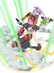  ankle_boots aqua_eyes boots bow bowtie frog ground_vehicle hair_bow hair_ornament highres hover_bike jacket miniskirt motor_vehicle motorcycle official_art purple_hair quad_tails sailor_collar skirt smoke sudou_cecil transparent_background umetsu_yasuomi wizard_barristers:_benmashi_cecil 