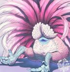 animal_genitalia avian avian-king claws cloaca feathers female feral genitals hi_res pink_body pink_feathers rear_view scutes solo