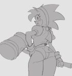 accessory amy_rose anthro butt classic_amy_rose classic_sonic_(universe) clothing eulipotyphlan female gloves hammer hand_on_hip handwear headband hedgehog hi_res looking_back mammal massivetwo panties sega shirt sketch smile solo sonic_the_hedgehog_(series) tools topwear underwear